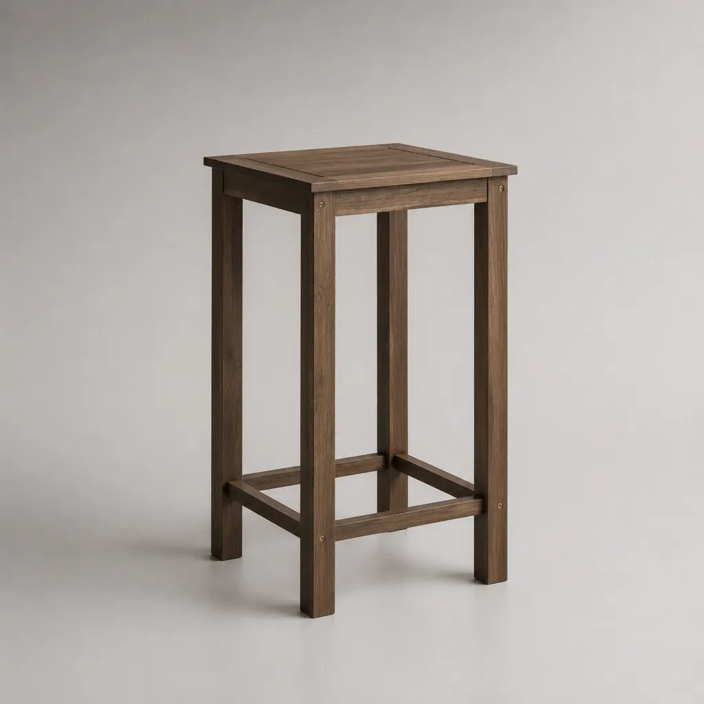 Tavolo da bar alto quadrato in legno massello di pino marrone, 60 × 60 × 105 cm