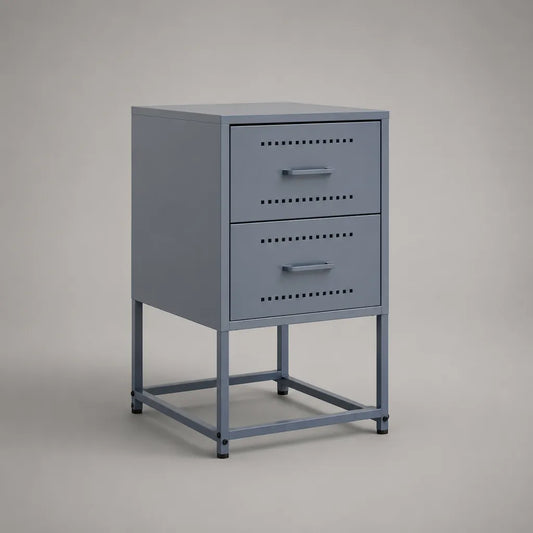 Comodino rettangolare in acciaio con 2 cassetti, grigio, 40 x 40 x 70 cm